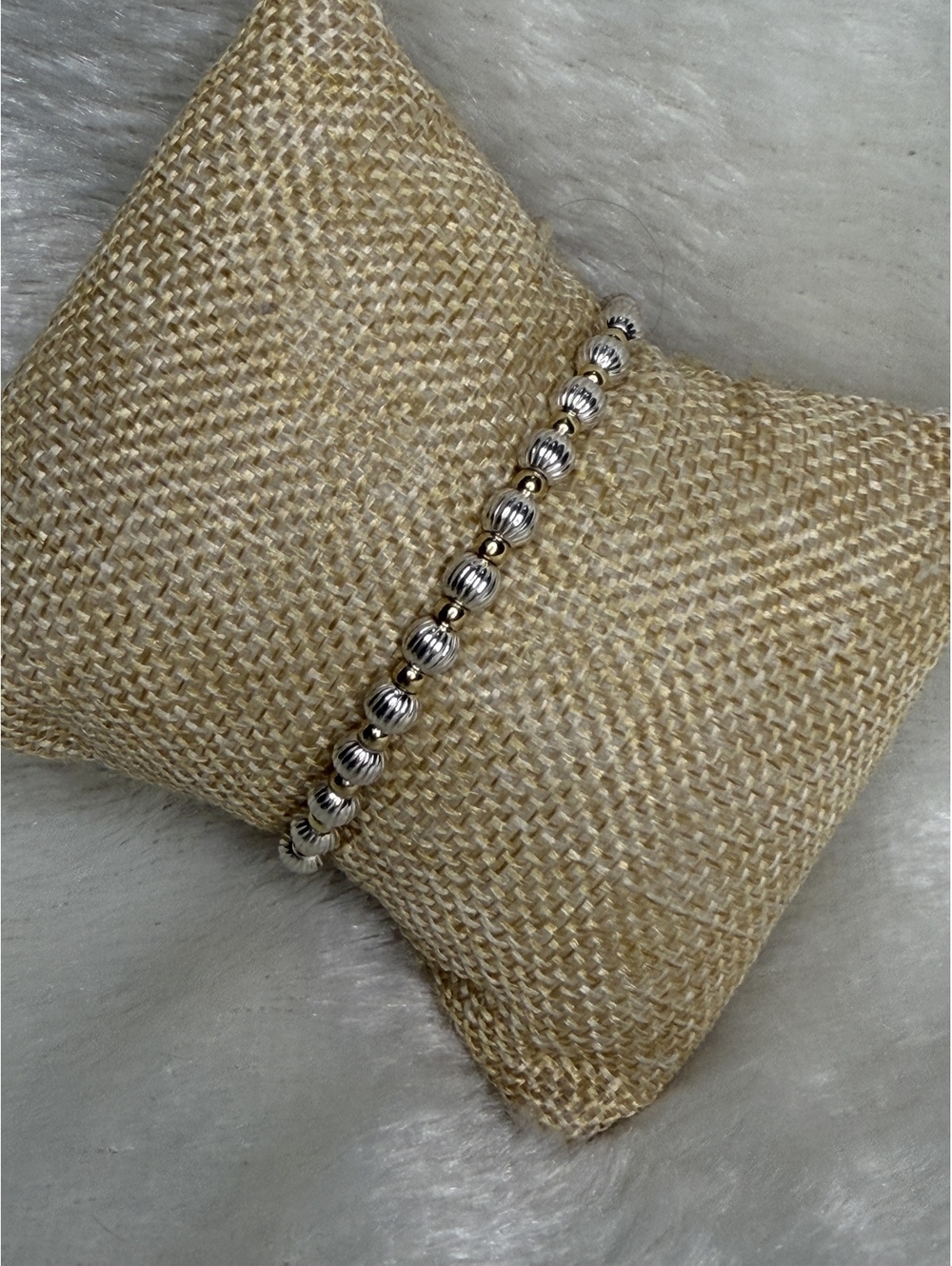 Silpada Very Rare 925 Silver & Brass Corrugated Bead Bracelet B0242-B
